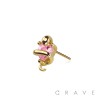 316L SURGICAL STEEL THREADLESS PUSH IN CZ HEART SNAKE COBRA TOP PART (ONLY)